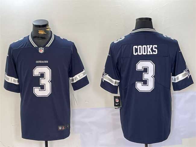 Mens Dallas Cowboys #3 Brandin Cooks Navy Vapor Untouchable Limited Stitched Jersey